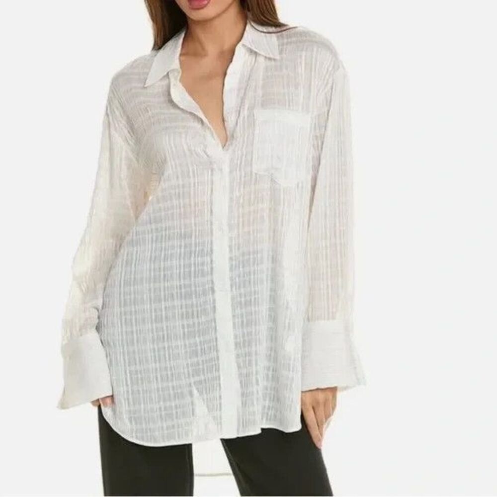 Women's White Sheer Button-Up Shirt